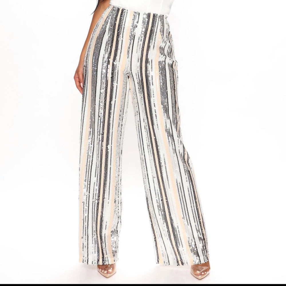 Wide leg sequin pants
